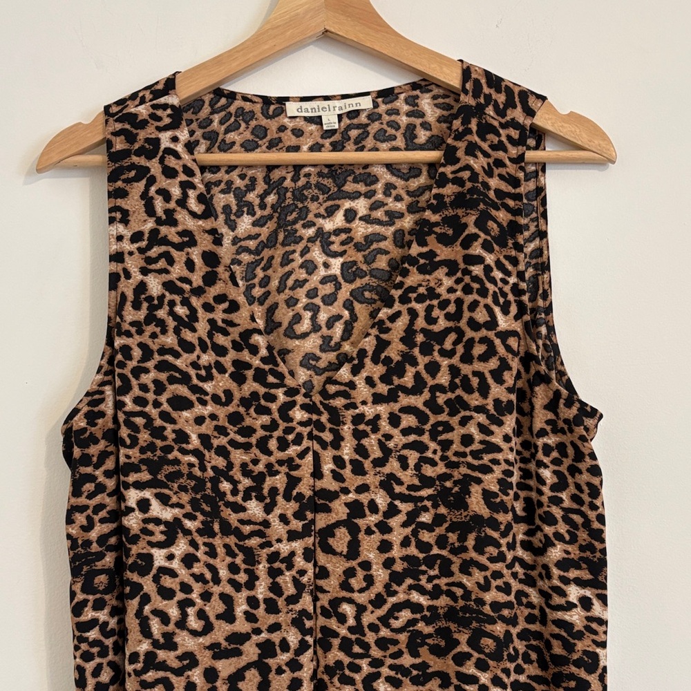 Daniel Rainn Black and Brown Animal Print Tank Top